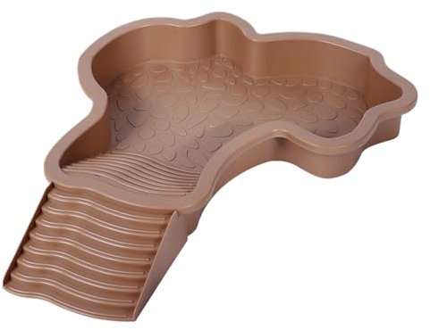 JIEBWCHA Reptilien Wasserschale,35x28,5x4,3cm Schildkröten Badebecken, Reptilienschale, Terrarienschale Mit Geneigter Futterplatte, Wasserbecken Für Schildkröten Mit Kletterrampe, Zubehör Für Schlange