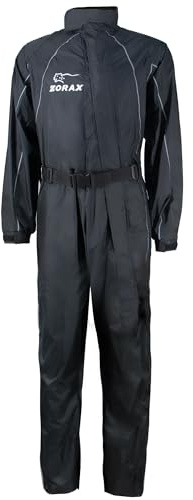 Zorax Wasserdichter winddichter Motorrad-Regenanzug für Herren, Regenbekleidung, Regenmantel, Tragetasche, reflektierende Streifen, Schwarz , 4X-Large
