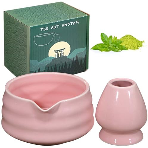 GOMETY Tazón de té japonés para matcha con vertedor, cuenco de té Chawan Matcha con bandeja batidora, cuenco tradicional de cerámica Matcha, cuenco de té Chawan, cuenco de té de cerámica para matcha