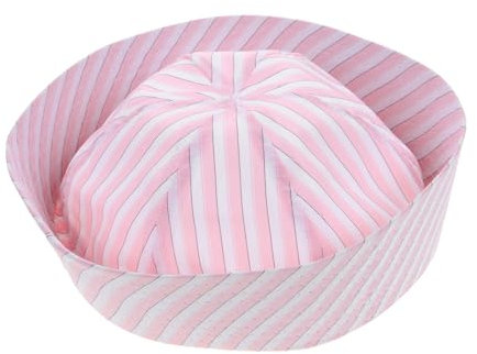 LIFKOME Pink Striped Fabric Sailor Cosplay Hat Beret for Women