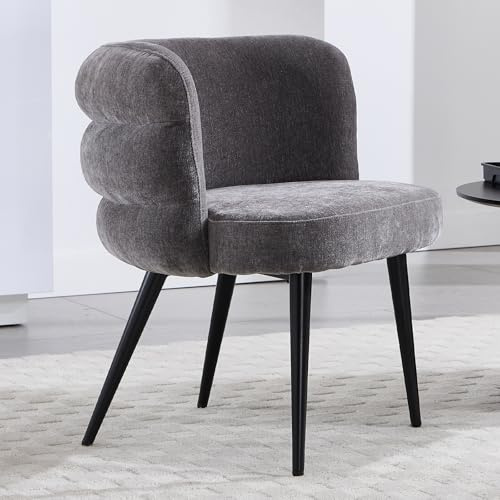 Ya-Home Sessel Wohnzimmer Schminkstuhl mit Metallgestell gepolsterter Akzentstuhl für Schlafzimmer, Chenille, Grau