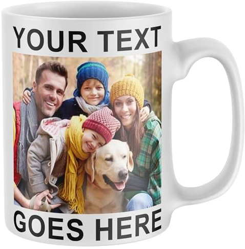 GIFTIMIZED Personalised Upload Your Own Photos Custom Text Coffee Cup Tea Mug 11oz Spacious Mug | Large Handle Easy Grip | Custom Photo Gift | Heat Changing Option (Any Image Any Text)