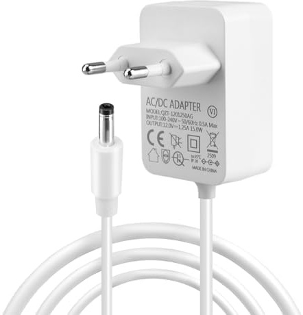 Alimentatore 15W compatibile con Echo Dot 3ª/4ª/5ª generazione, Echo Dot con Orologio, Kids Edition, Echo Show 5 (1ª/2ª gen.), Echo Spot, Echo Pop e TV Cube, adattatore 12V 1,25A con cavo 2m