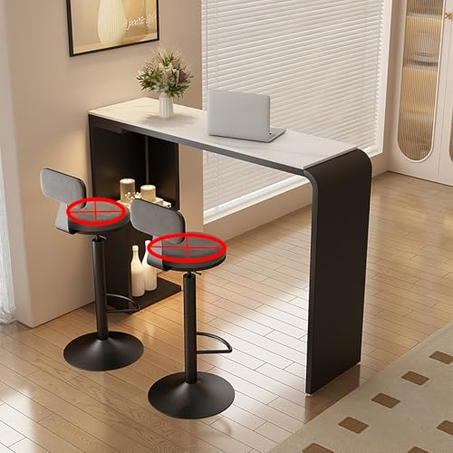 Schmaler langer hoher Esstisch mit Stauraum – vielseitige Küchenbar & Couchtisch für Cafés & Bars – 100 cm schwarzer Thekentisch ohne Stühle