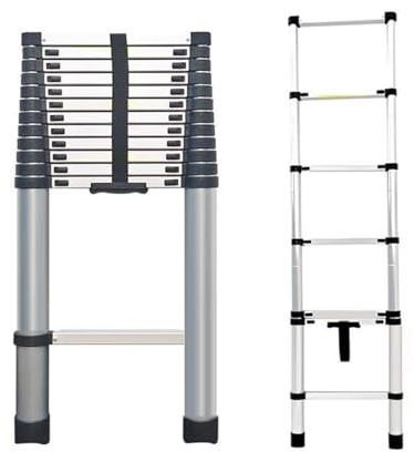 Portable Loft Ladder Lightweight,Telescoping Extendable Aluminium Folding Extension,for Roof Attic Caravans Home Outdoor(4.6 meters)