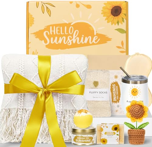 Gift Basket for Women – 11 Piece Self Care Set with Knit Blanket, Scented Candles, Bath Salt, Handcrafted Crochet Doll, and More – Birthday, Thank You, Sympathy, or Get Well Gift for Mom, Sist