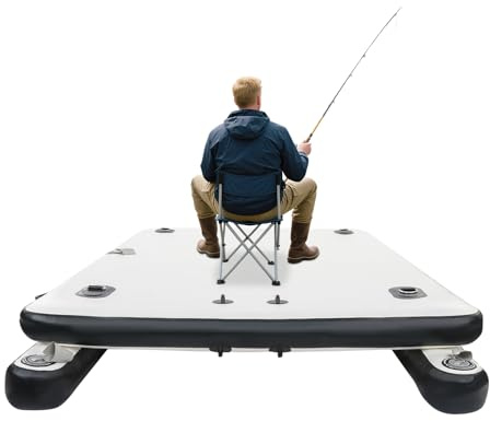 250 * 160 * 15cm Aufblasbare Schwimmende Plattform, Aufblasbare Angelplattform, Tragbares Fischerboot mit Dual-Action-Luftpumpe für Kompatibel mit dem Außenborder, See, Fluss, Ozean 400kg