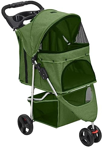 Passeggino per gatti, pieghevole, verde, 80 x 46 x 98 cm, tessuto Oxford, per cani di piccola taglia e gatti