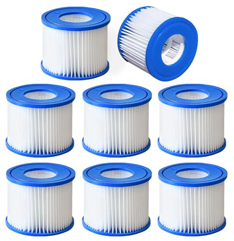 BORDEAG Filtro VI para piscina, 8 filtros Whirlpool Whirlpool, cartuchos de filtro VI para Bestway Miami, Monaco Lay-Z-Spa, Vegas, Flowclear Pool Filter Sustituye al cartucho original 58323