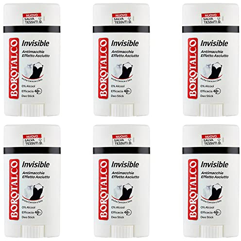 6 x Borotalco osynlig deodorant stick deodorant stick deodorant stick antifläckar 40 ml 48 h