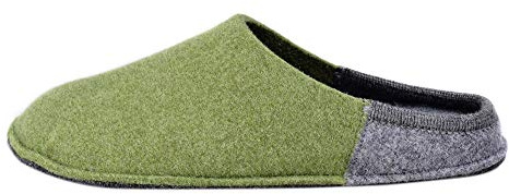 Le Clare Nuvola Uomo - Pantofola Invernale Uomo in Panno di Lana con Plantare Estraibile Verde Grigio - Taglia 44