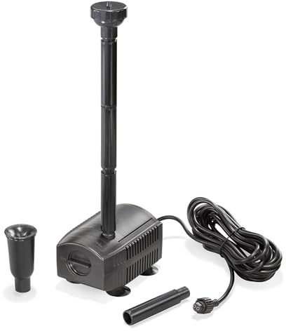 esotec Teichpumpe mit Sprinklerset, Springbrunnenpumpe, Wasserspiel Pumpe, Solarbrunnen Pumpe 870 l/h 12-18 VDC IP68 außen 101991