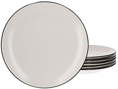 Van Well Lot de 6 assiettes à dîner Campo crème, élégantes crockery en céramique pour 6 personnes, design moderne, lot de 6 assiettes à dîner, assiettes de service, assiettes plates, 6 couleurs