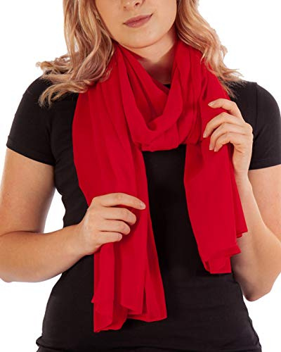 Schal Damen PRIMAVERA Schals & Tücher in Rot Stola Halstuch Pashmina aus Chiffon für Sommer Frühling Ganzjährig XXL Tuch Damenschal Chiffontuch (Rot)
