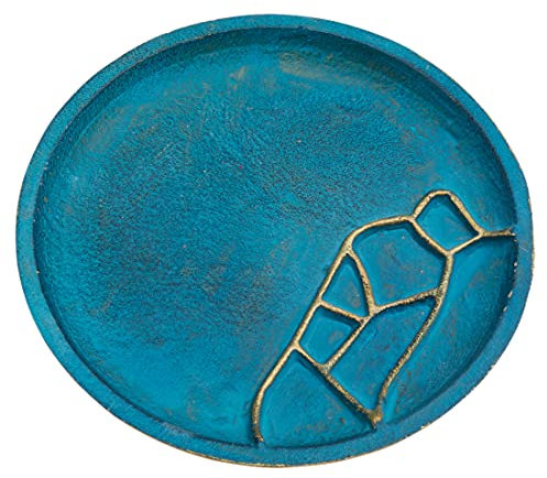 NKlaus Plato para Velas Aluminio Turquesa/Oro Ø 14cm Posavasos portavelas línea Estructura 10363