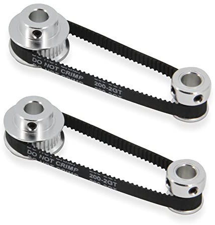 Zeberoxyz 2 Stück Set GT2-Synchronrad, 20 & 36 Zähne, 8mm Bohrung, Aluminium-Zahnriemenscheibe mit 2 Stück Länge 200 mm Breite 6mm Riemen (20-36T-8B-6)