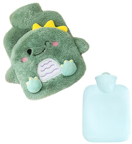 Wärmflasche dino Tier Wärmflaschen für Kinder Wärmeflasche Kuschelig Kleine Wärmflasche Dinosaurier Weiches Plüsch Nettes Gutes Geschenk für Kind, Familie & Freund 500ml