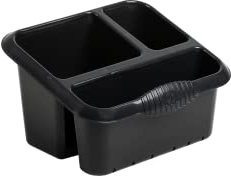 M1SS Large High-Grade Plastic Sink Tidy Drainer Kitchen Caddy Cleaning Organiser 3 Compartment Sponge, Brush, Cloth Holder Kitchen Utensils Holder - Black