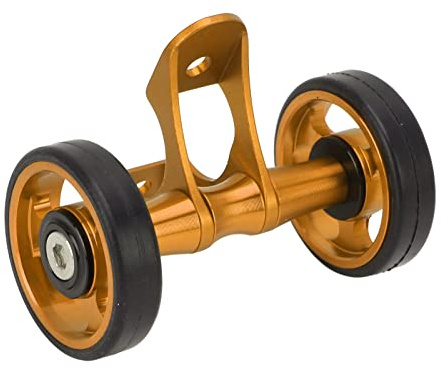 Bewinner Easywheel Doppel Hinterräder für Brompton Faltrad, Fahrradschutzblech Verlängerungsrollenbaugruppe, Aluminiumlegierung(Gold)