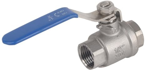 Válvula de Bola NPT 1/2” DN15, Acero Inoxidable 304 Llave de Paso Agua Paso Completo de 2 Vías Palanca Giratoria Válvula de Cierre