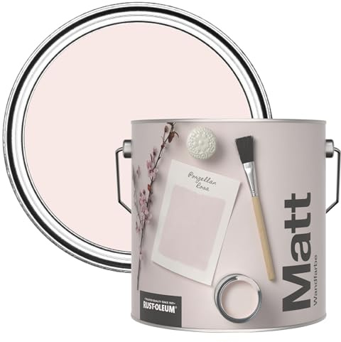 Rust-Oleum ultra strapazierfähige, extra deckende, abwaschbare, hellrosa matte Wandfarbe - Porzellan Rosa 2,5 Litres