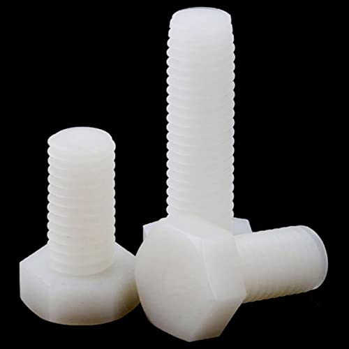 10 Stück M3 M4 M5 M6 Schwarz Weiß Nylon Sechskantschrauben Sechskantschrauben Nylon Flügelmuttern Vollgewinde Länge 6mm-100mm-M6,8mm,Weiß
