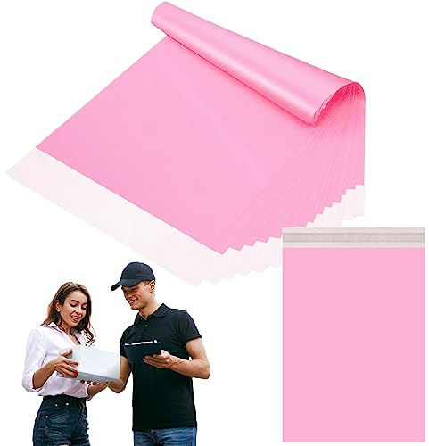 10 Stück 50x70cm Rosa Versandbeutel Plastik Versandtaschen,Versandtüten für Kleidung Groß,Selbstklebend Poly Kunststoffbeutel Wasserdichte Kuriertaschen Paket Tüten für Versand Warensendung Textilien