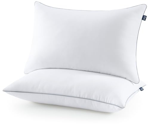 BedStory Pillows 2 Pack, Hotel Hypoallergenic Bed Pillows, Brushed Fabric, Luxury Sleeping Pillows for Back, Stomach or Side Sleepers (48×74 CM)