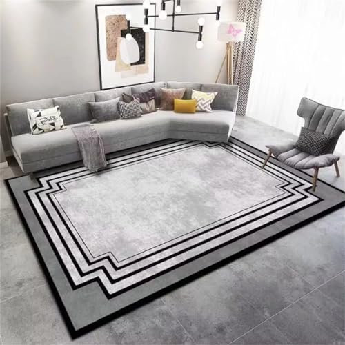 RUGMRZ Waschbarer Teppich Weicher Klassischer Orientteppich Rechteckiger Hellgrauer 180X280Cm Schwarz wohnzimmer groß
