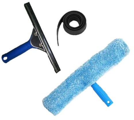 Limpiacristales con Microfibra, limpiacristales con 25cm, Microfibra de 40 cm, Window Cleaner, Limpia mampara Ducha Cristal, limpiacristales Profesional, Limpia Ventanas y Espejos, Doble Funcion