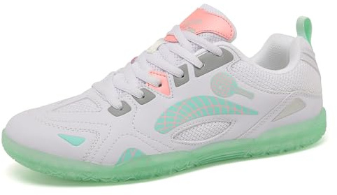 ZHENSI Tischtennis-Schuhe Hallenschuhe Für Herren Und Damen Flach rutschfest Bequem Badminton-Tennis-Sneaker,Weiß,45 EU