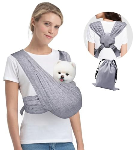 Lyneun Hundetragetasche, Weiche Freihändige Hundetasche, Tragetuch für Hunde Frontpaket mit Verstellbarem Riemen, Flexible hundetragetuch für Hunde, Katzen (Grau)
