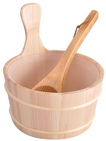 Sauna Eimer Zedernholz – Saunaeimer aus Zedernholz, Sauna-Zubehör-Set | Dip-Kelle aus Zedernholz für zu Hause mit Griff, Sauna-Gießeimer aus Zedernholz, 4 l