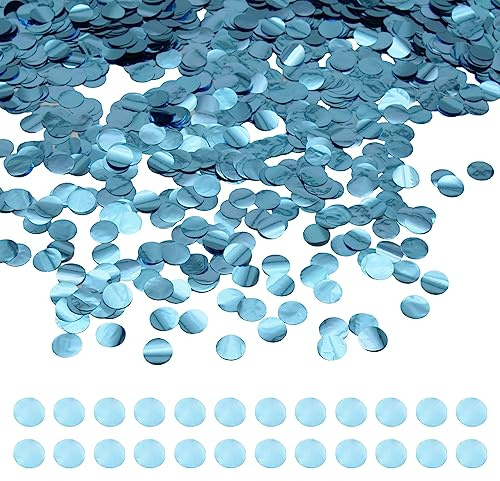 Yosawo 50g/1.76oz Konfetti Metallic 15mm Runde Pailletten Konfetti Punkte Dot Streudeko Tisch Deko Foil Konfettis für Tischdekoration Geburtstag HochzeitDekoration(D/ZXY/Light Blue)