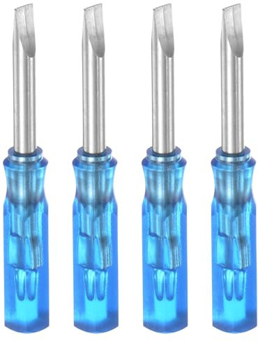 QUARKZMAN 4pz Sl3.0 Mini Cacciavite a Taglio 3mm Testa Piatto Magnetica 45mm Lunghezza per Riparazioni di Piccoli Elettrodomestici, Blu