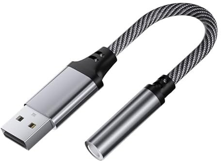 LIWEARE Adaptador de audio de 3,5 mm Jack hembra USB External Sound Card Headphone Micphone Sound Adapter for PC Laptop USB to 3.5mm Audio Cable