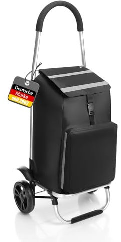 BigDean Einkaufstrolley klappbar mit Kühlfach - auch als Sackkarre nutzbar - Einkaufswagen mit extra großen Reifen