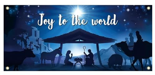 Decorazione di tela di sfondo della scena della natività – Banner di Natale per la porta del garage per le vacanze, ornamento leggero della scena della scuola materna, regali di festa per interni ed