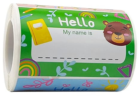 STOBOK 1rolle Roll Name Aufkleber Für Bunte Beschriftungen Selbstklebende Namensetiketten Für Kindergarten Schule Und Mit Etiketten