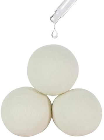 Lot de 3 balles de séchage en laine pour adoucir les tissus - Réduit les plis des vêtements - Gain de temps de séchage - Blanc