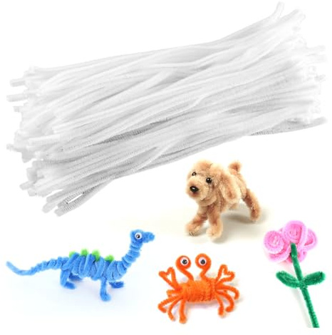 YHTCC 100PCS White Pipe Cleaners for Craft, 30cmx 6mm Pipe Cleaners