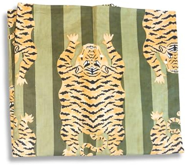 KGM tillbehör multifunktion extra stor indisk 100 % mjuk bomull handblock tryckt sarong scarf sjal strandsjal pareo, Grön tiger, XL