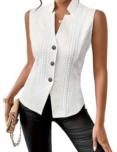 MINTLIMIT Womens Sleeveless Vest Blazer Button Down V Neck Tank Top Summer Casual Work Waistcoat Cardigan