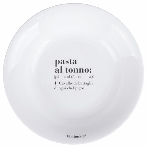 Lot de 6 assiettes plates rondes 22 cm en verre opale, Victionary Pâte au thon