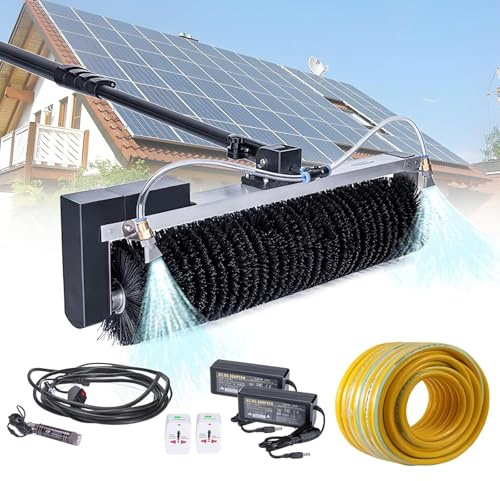 Máquina Limpieza Lavado Paneles fotovoltaicos con Varilla telescópica,Equipo Limpieza Paneles solares,Robot Limpiador Solar,Kit pértiga eléctrica con alimentación Agua,7.5m(24.6ft)