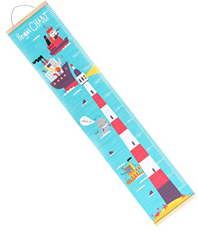 Größenwachstumstabelle für Kinder als Wandbehang Dekoration mit Holz | Öl Leinwand mit Leuchtturm Motiv, Nordischer Stil, Leicht Aufzuhängen, Aufrollbar zur Aufbewahrung