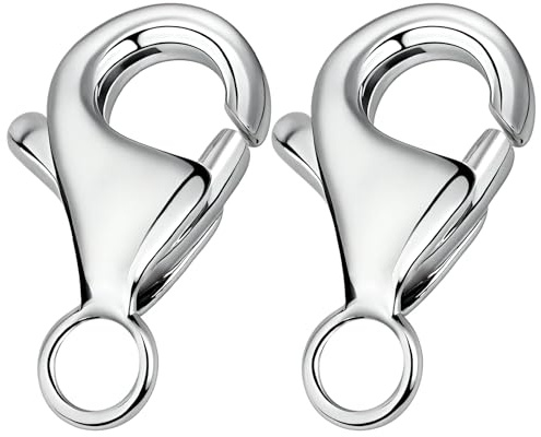 2 Stück Verschlüsse für Armbänder,925 Sterling Silber Karabinerverschlüsse (10mm) mit 3.5mm Binderingen,Kettenverschluss für DIY Schmuckherstellung,Nickelfrei und Hochwertig