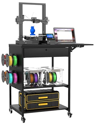 Mobiler 3D-Druckertisch mit 3D-Druckertisch mit Ablagefach und Schublade, Mehrzweck-Schreibtisch-Organizer, Aufbewahrungsregal, rollender Druckerwagen für Büro, Zuhause (90 x 50 x 80 cm)