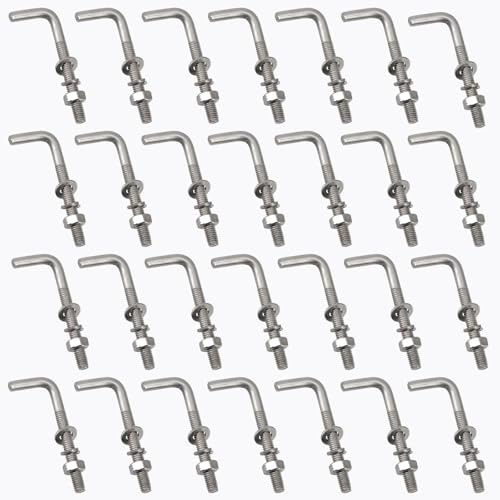 Juego de 30 pernos de base M4 x 40 mm en forma de L, acero inoxidable 304, pernos de anclaje de base de ángulo recto, tornillos cuadrados con arandelas y tuercas