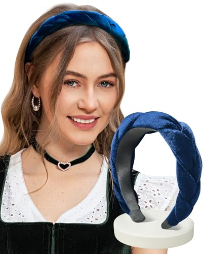 DIRNDLSTERN Geflochtener Trachten Haarreifen Damen ein Stück Dunkelblau